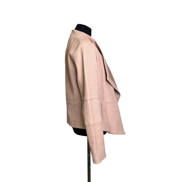 G.I.L.I  Blush Pale Pink Open Front Leather Jacket Size 6 - Picture 7 of 14